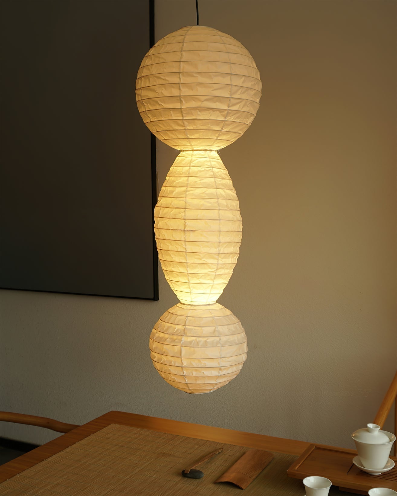Akari Tayo - Lámpara Colgante Elegante con Pantalla de Papel Washi