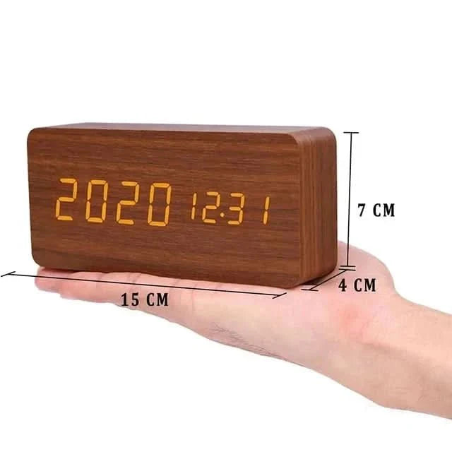 RELOJ DESPERTADOR LED TIMBERGLOW – Digital y Estiloso en Diseño de Madera Natural