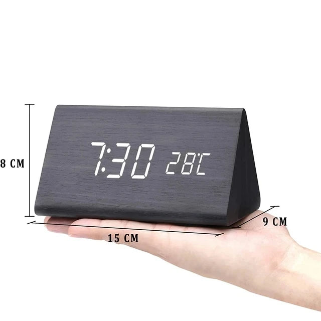 Reloj EcoLED - Reloj digital de madera con control por voz