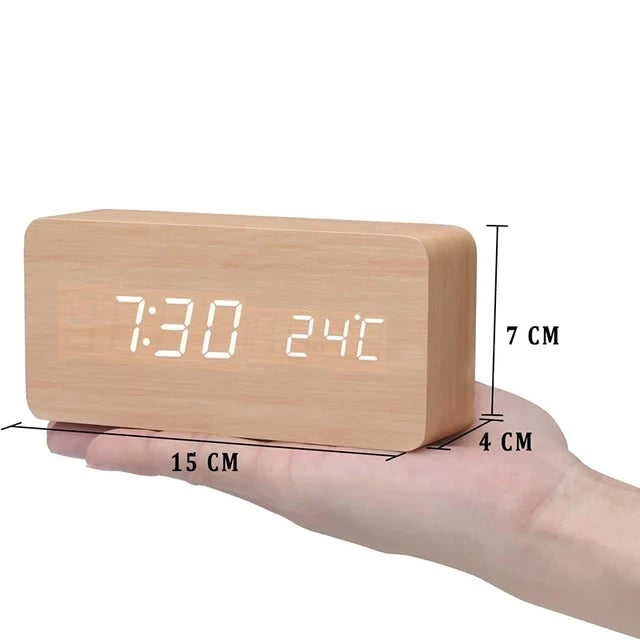 Reloj EcoLED - Reloj digital de madera con control por voz
