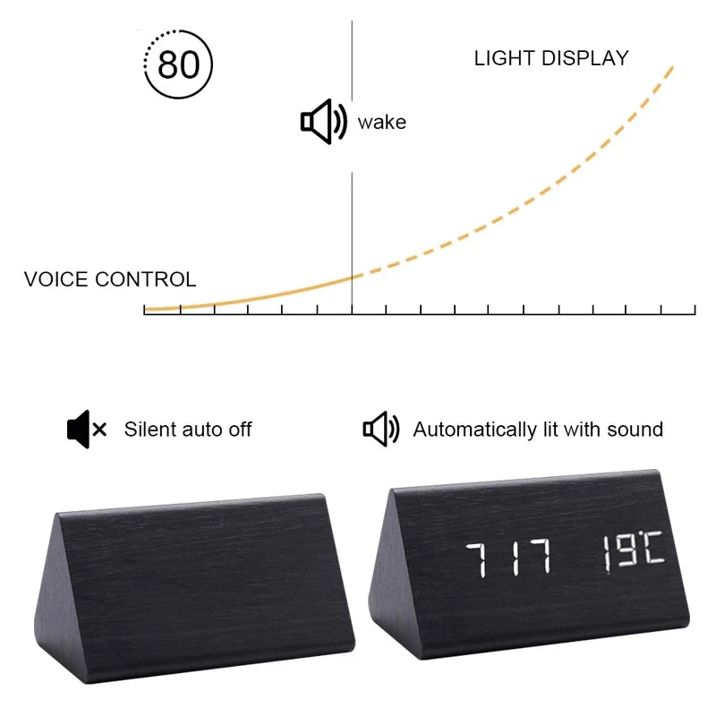 Reloj EcoLED - Reloj digital de madera con control por voz