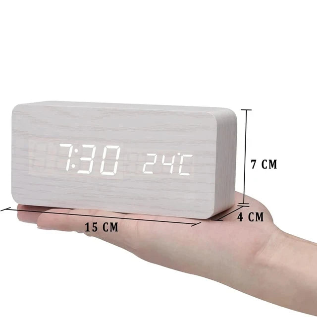 Reloj EcoLED - Reloj digital de madera con control por voz