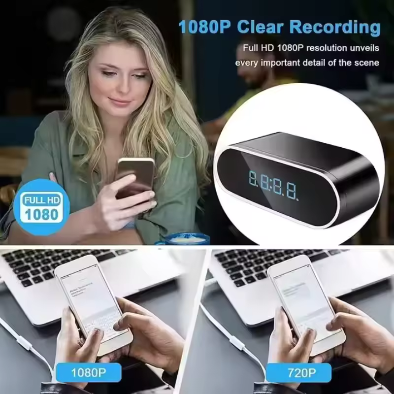 Lisslune | Reloj de Noche con Cámara de Video y Visión Nocturna Control WIFI