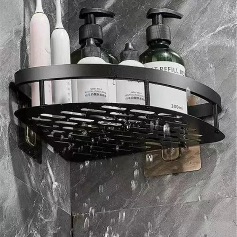 Perchero de Esquina de Aluminio para el Baño – Organizador Funcional para Champú y Accesorios