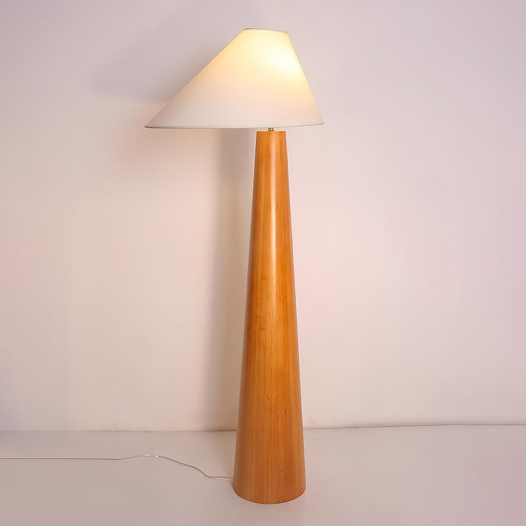 Lámpara de Suelo Moderna Alvin - Elegante Lámpara de Madera de Pie con Pantalla Asimétrica
