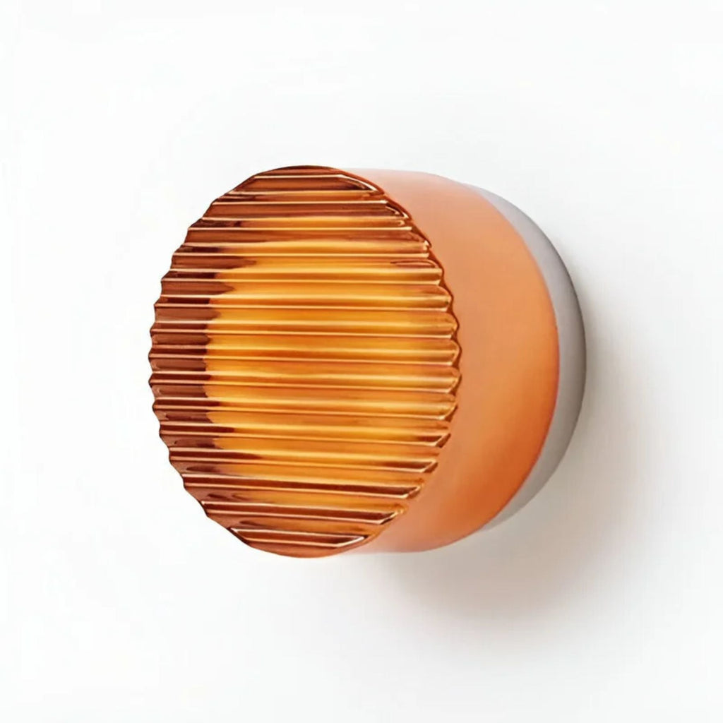Aplique de pared redondo moderno Ambrelo con vidrio ámbar