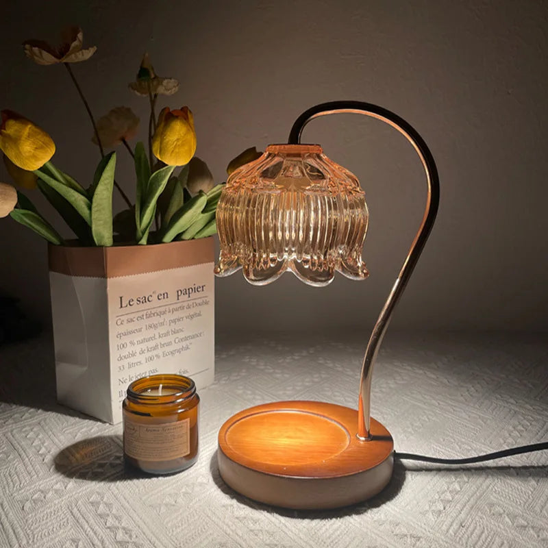 GlowStone - Lámpara de mesa elegante con un diseño único de vidrio para una decoración del hogar con estilo