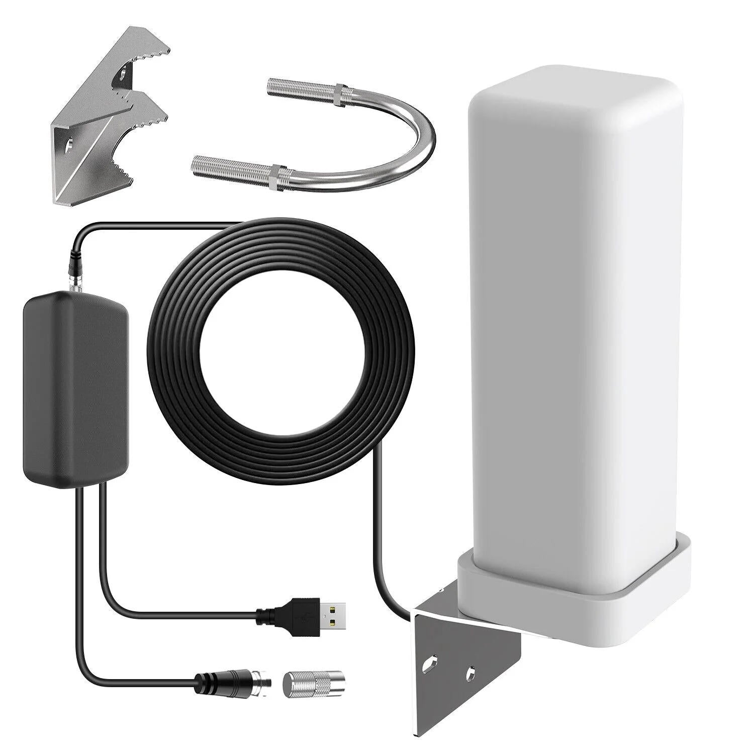 Antena Exterior Amplificada 360° Premium 2025 HDTV Rango Extra de 460 Millas