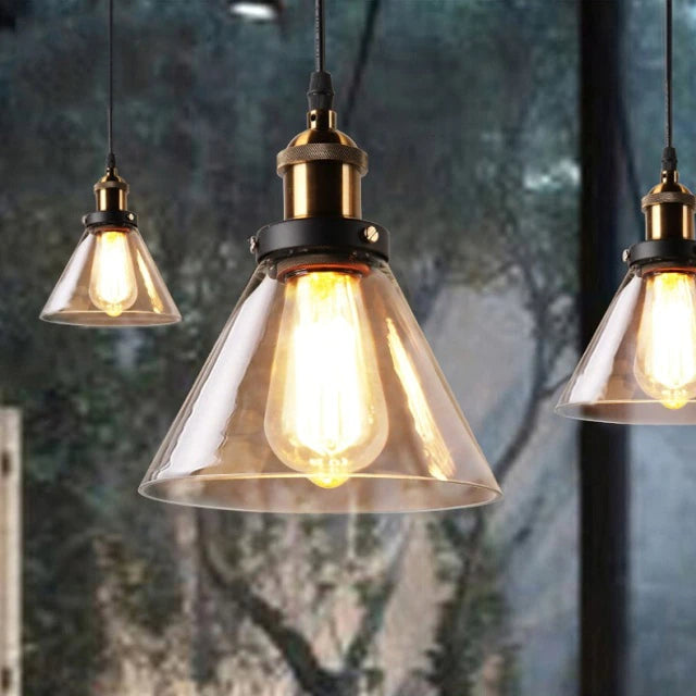 Vintora | Lámpara colgante industrial con pantalla de vidrio transparente