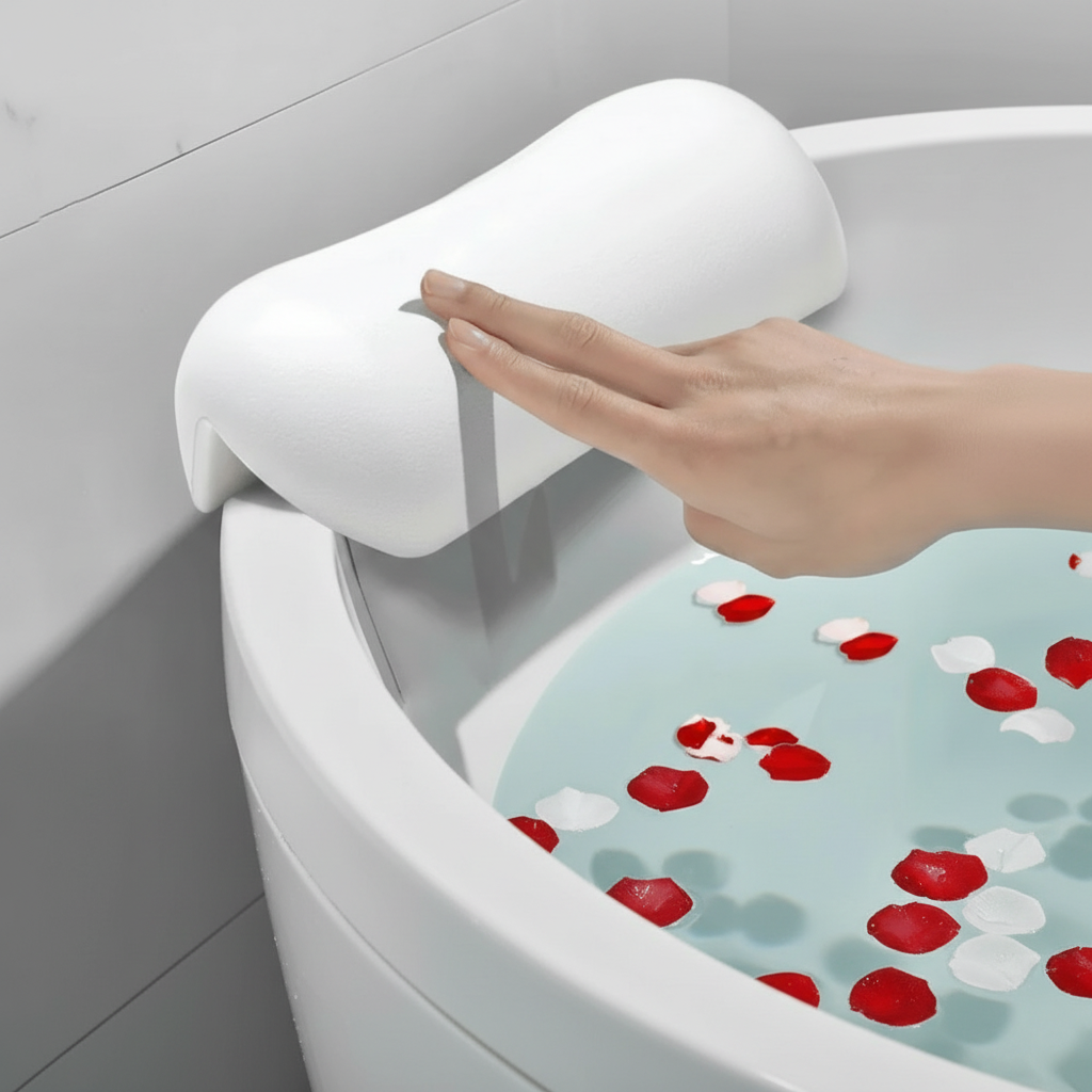 AQUACLOUD Almohada de Baño Premium – Ergonómica y Antideslizante para Baños Relajantes