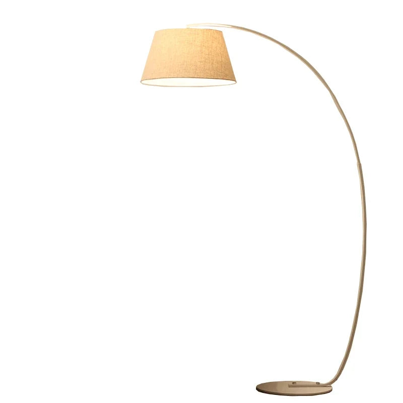 ArcoLuxe | Lámpara de pie de arco elegante y moderna con pantalla de tela para sala de estar