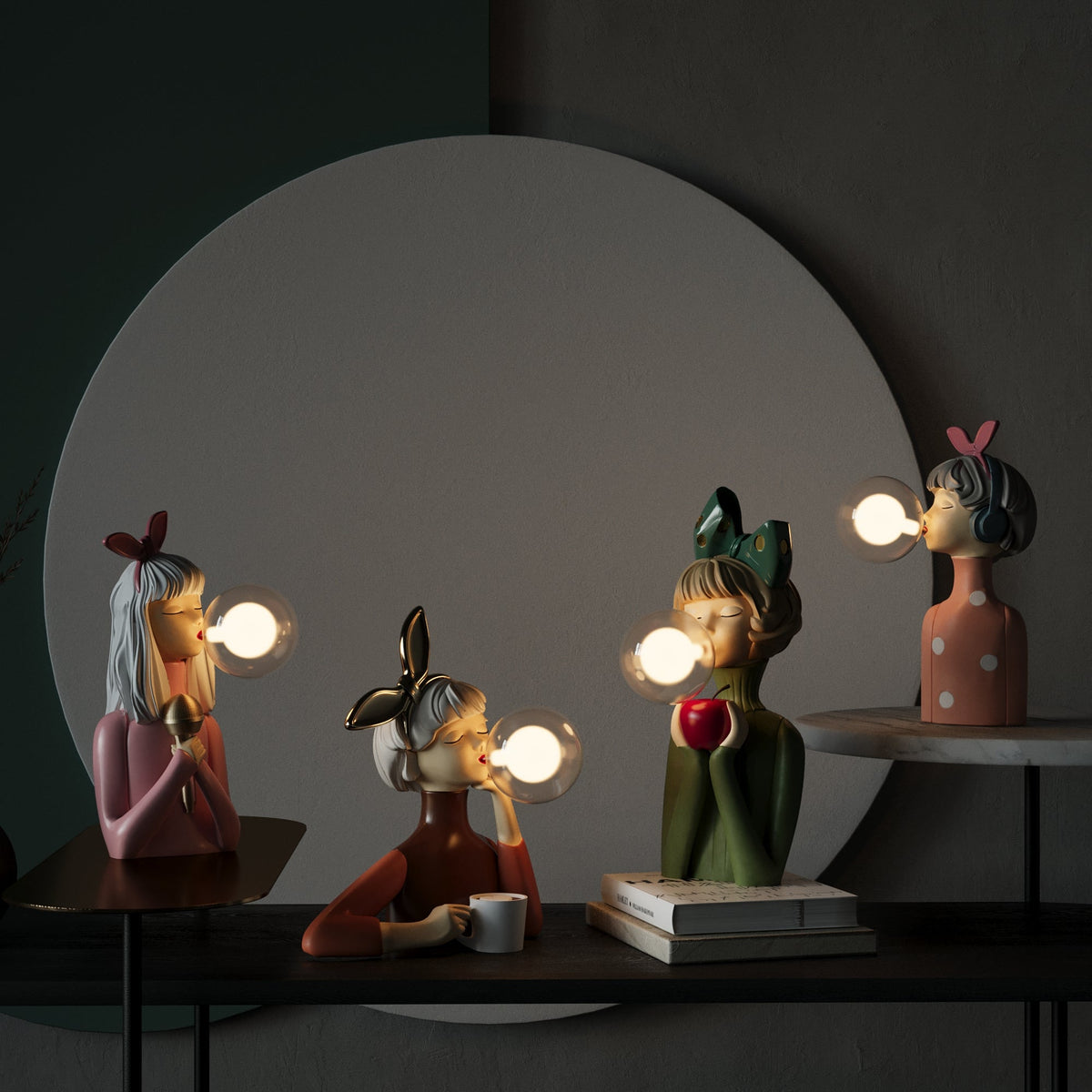 Lámpara de Mesa Artística con Figuras – Única, Juguetona y Acogedora