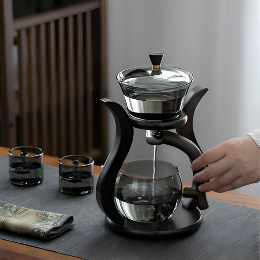 Juego de Tetera de Vidrio Magnético Artesanal con Infusor – Elegante Tetera de Vidrio Sin Goteo para Té de Hoja Suelta