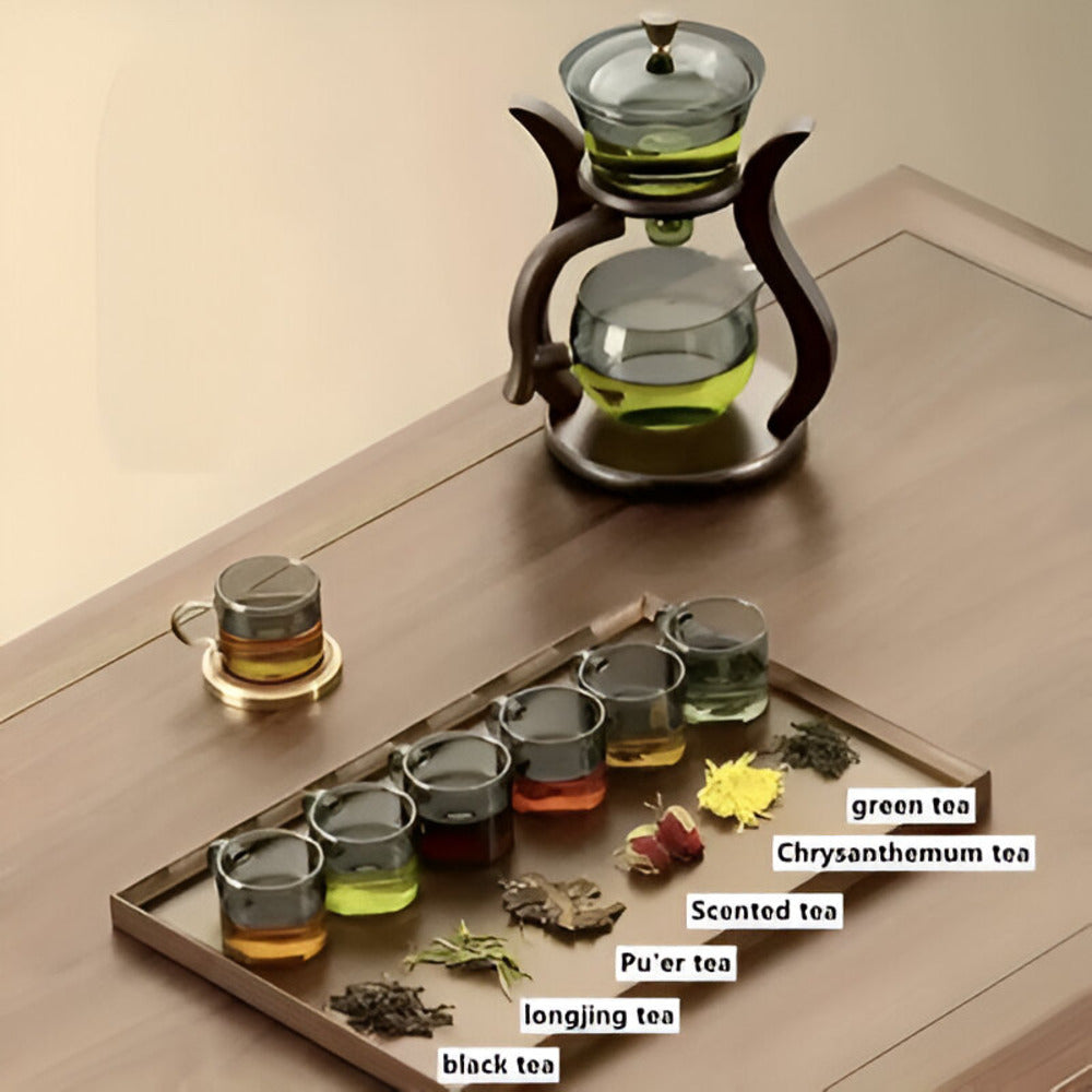 Juego de Tetera de Vidrio Magnético Artesanal con Infusor – Elegante Tetera de Vidrio Sin Goteo para Té de Hoja Suelta