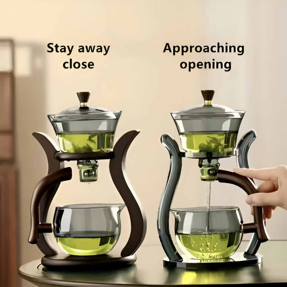 Juego de Tetera de Vidrio Magnético Artesanal con Infusor – Elegante Tetera de Vidrio Sin Goteo para Té de Hoja Suelta