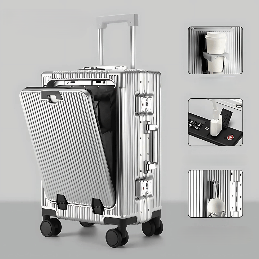 Lisslune | Manhattan Pro – Maleta de Mano de Concha Dura con Estructura de Aluminio (20 pulgadas, 40 Litros), Compartimento para Portátil y Puertos USB