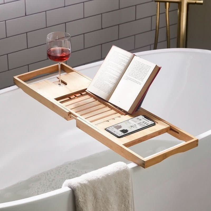 SOLAVERA – Bandeja de bañera extensible de lujo hecha de bambú