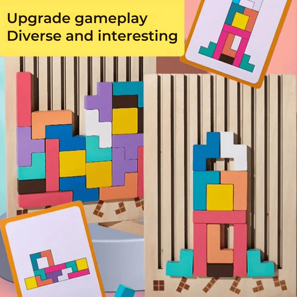 BRIQLEARN – Tetris de madera Montessori para apilar creativamente y entrenamiento lógico