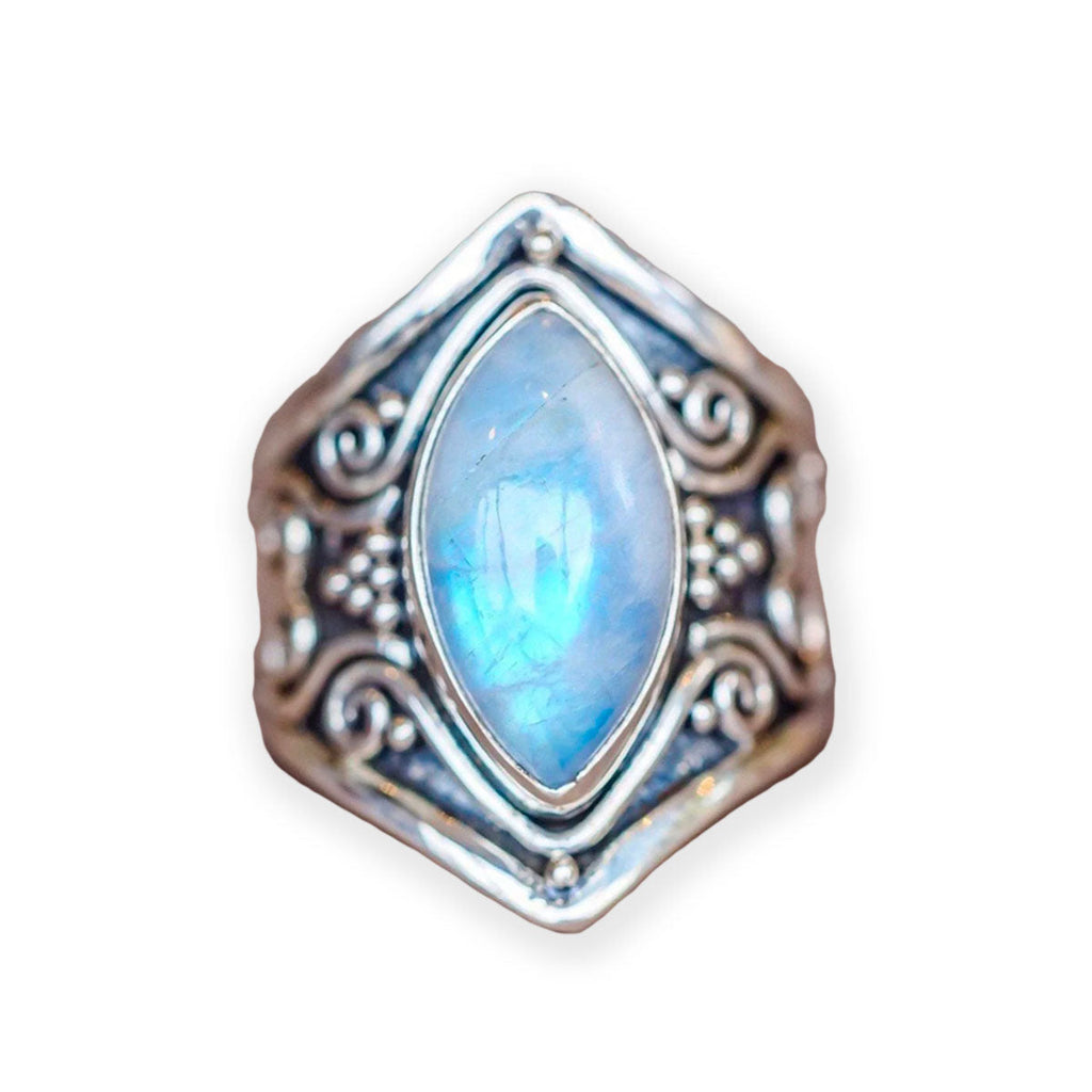 Anillo de piedra lunar estilo bohemio