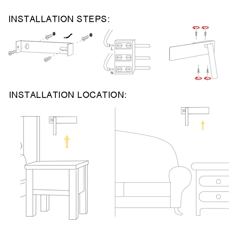 TWIRLLITE – Lámpara LED giratoria para iluminación de cama ajustable