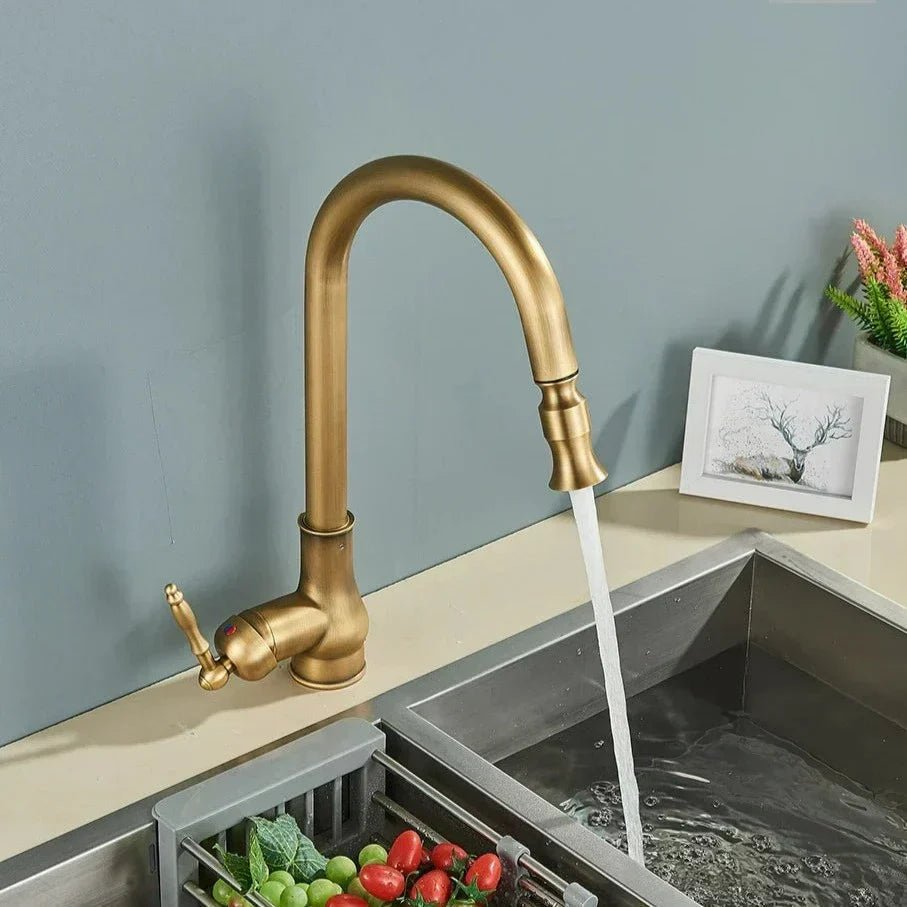 SMARTSPOUT - Grifo de cocina con función extraíble en bronce antiguo para un trabajo en la cocina elegante y flexible