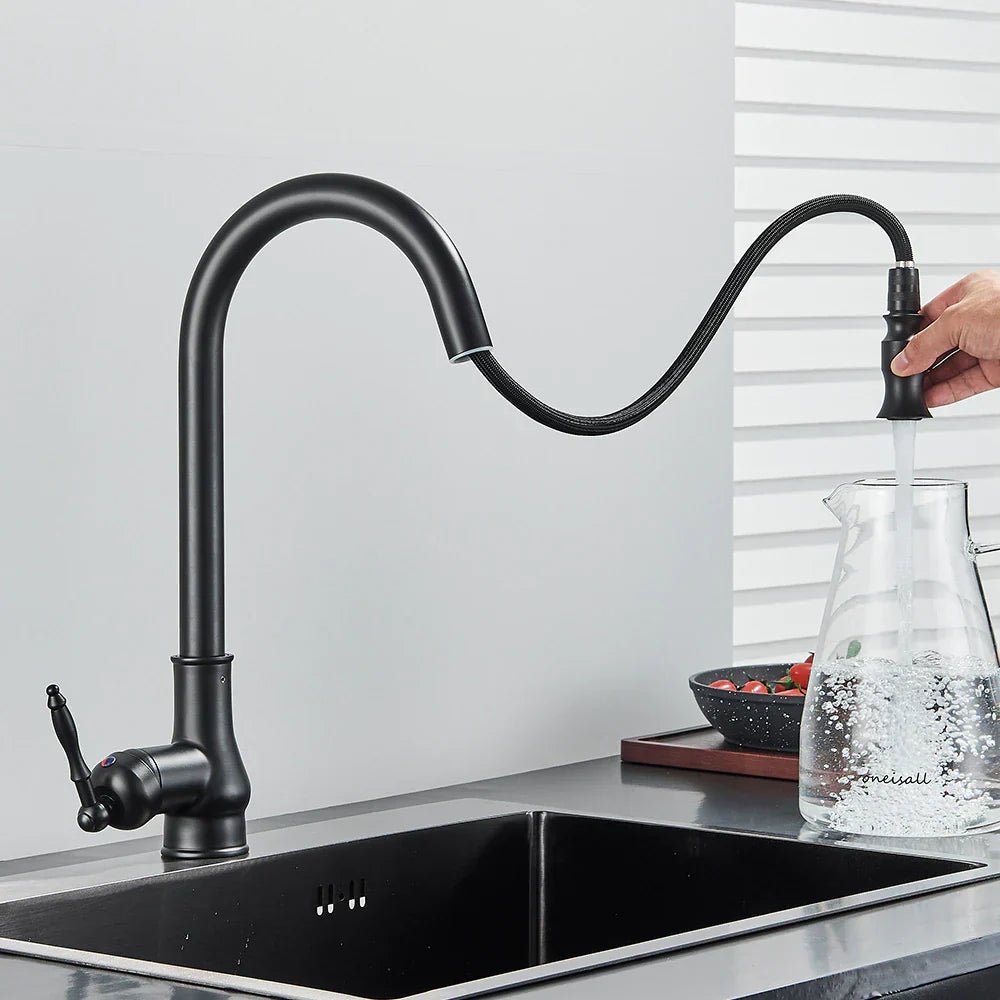 SMARTSPOUT - Grifo de cocina con función extraíble en bronce antiguo para un trabajo en la cocina elegante y flexible
