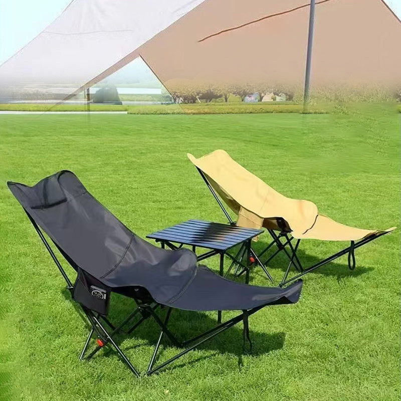 Silla de camping plegable de tela Oxford industrial contemporánea de acero al carbono con respaldo y reposapiés para exteriores | Brehn