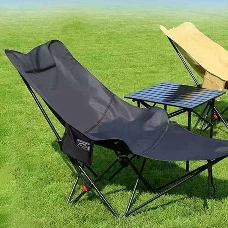Silla de camping plegable de tela Oxford industrial contemporánea de acero al carbono con respaldo y reposapiés para exteriores | Brehn