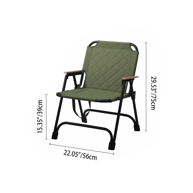 Moderno Silla de Camping Plegable Rectangular de Patrón de Diamante de Acero al Carbono Tela Oxford Madera de Haya Respaldo Apoyabrazos para Jardín | Brehn