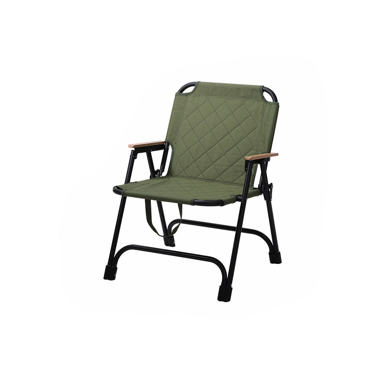 Moderno Silla de Camping Plegable Rectangular de Patrón de Diamante de Acero al Carbono Tela Oxford Madera de Haya Respaldo Apoyabrazos para Jardín | Brehn