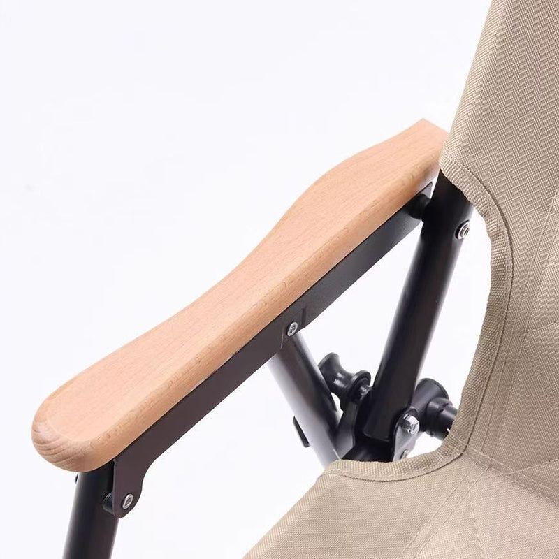 Moderno Silla de Camping Plegable Rectangular de Patrón de Diamante de Acero al Carbono Tela Oxford Madera de Haya Respaldo Apoyabrazos para Jardín | Brehn