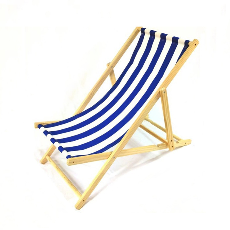 Moderno sillón de playa plegable rectangular de tela Oxford con madera maciza de pino y respaldo para exteriores | Brehn
