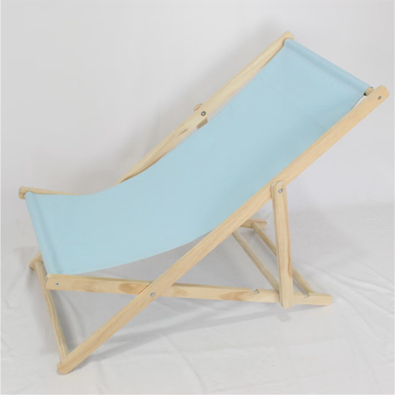 Moderno sillón de playa plegable rectangular de tela Oxford con madera maciza de pino y respaldo para exteriores | Brehn
