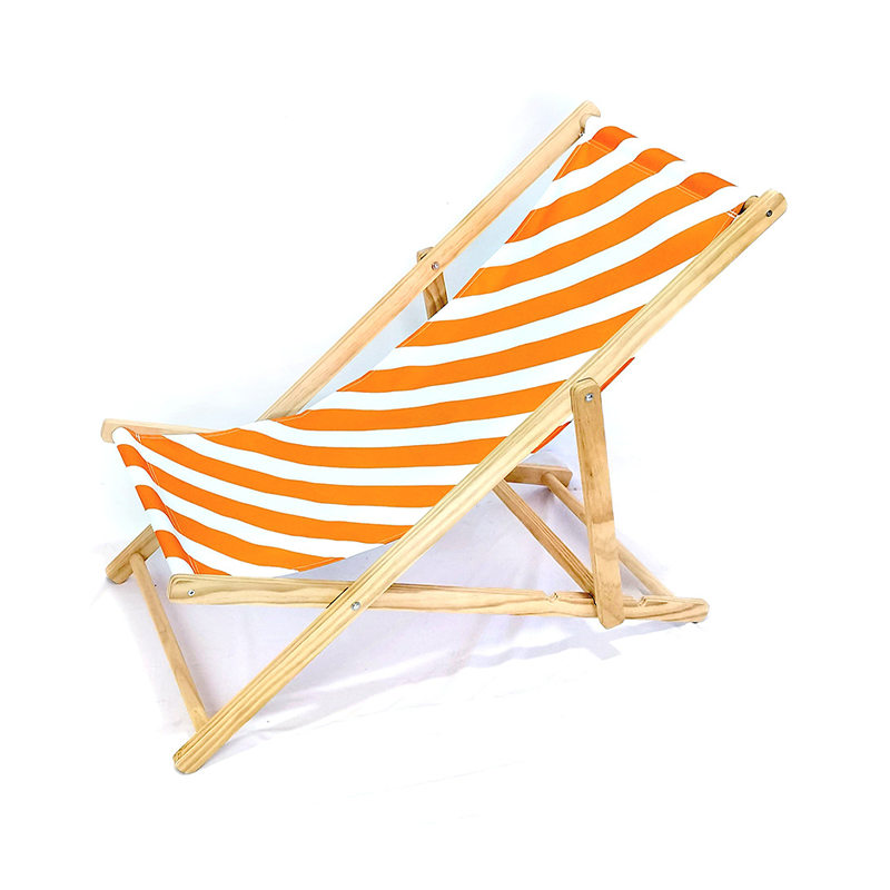 Moderno sillón de playa plegable rectangular de tela Oxford con madera maciza de pino y respaldo para exteriores | Brehn