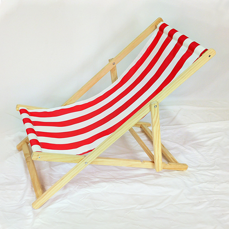 Moderno sillón de playa plegable rectangular de tela Oxford con madera maciza de pino y respaldo para exteriores | Brehn