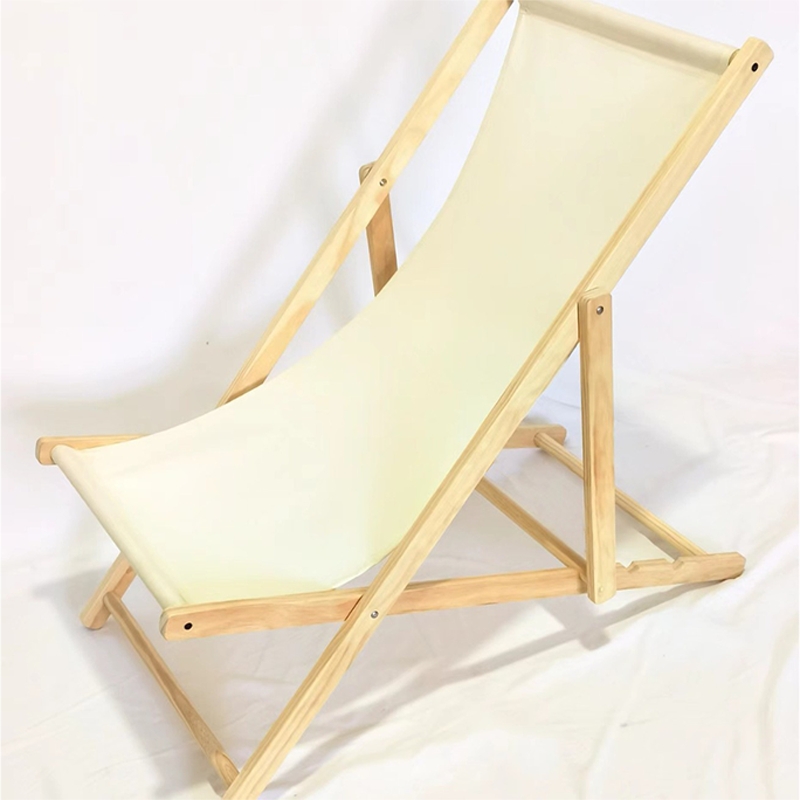 Moderno sillón de playa plegable rectangular de tela Oxford con madera maciza de pino y respaldo para exteriores | Brehn