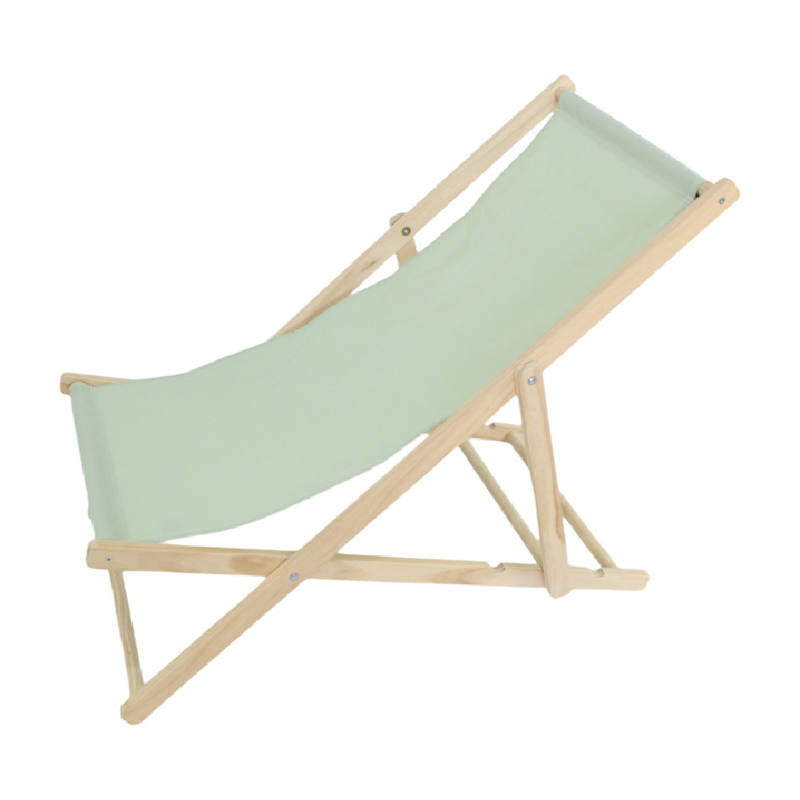 Moderno sillón de playa plegable rectangular de tela Oxford con madera maciza de pino y respaldo para exteriores | Brehn