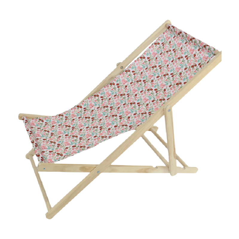 Moderno sillón de playa plegable rectangular de tela Oxford con madera maciza de pino y respaldo para exteriores | Brehn