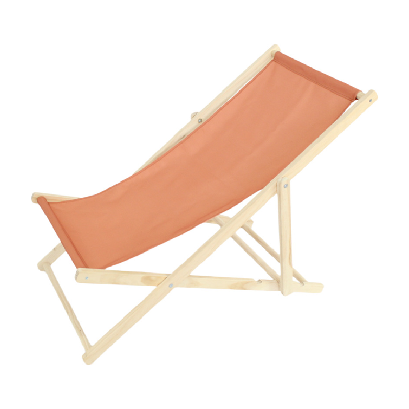 Moderno sillón de playa plegable rectangular de tela Oxford con madera maciza de pino y respaldo para exteriores | Brehn