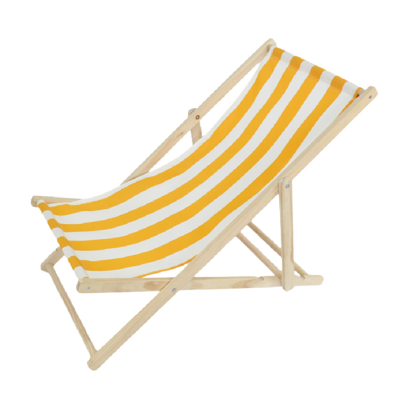 Moderno sillón de playa plegable rectangular de tela Oxford con madera maciza de pino y respaldo para exteriores | Brehn