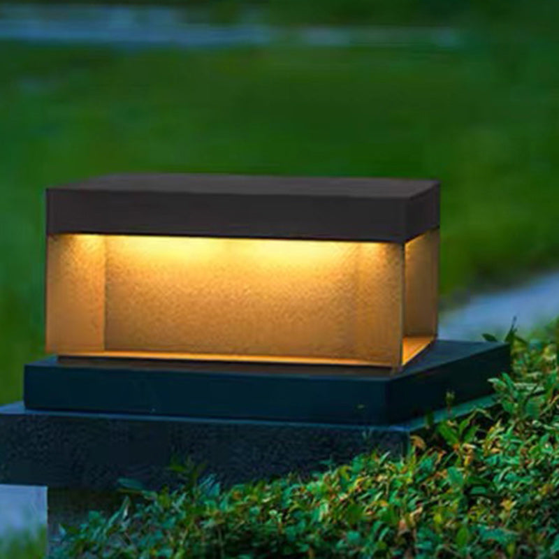 Moderna Lámpara Exterior Cuadrada de Acero Inoxidable con LED y Propiedades a Prueba de Agua y Solar para Jardín, Terraza, Entrada | Brehn