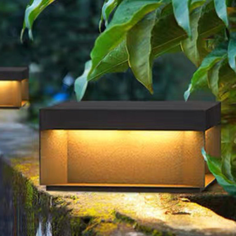 Moderna Lámpara Exterior Cuadrada de Acero Inoxidable con LED y Propiedades a Prueba de Agua y Solar para Jardín, Terraza, Entrada | Brehn