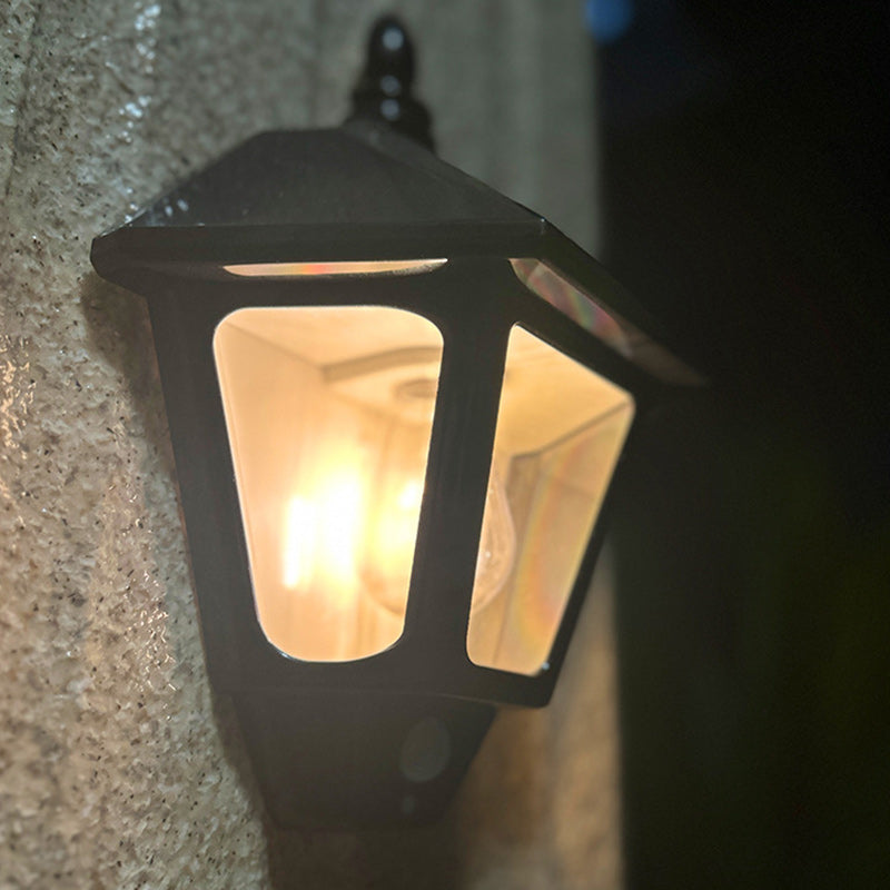 Lámpara de pared solar de 1 luz con signo Fu chino tradicional de hierro ABS para exteriores | Brehn
