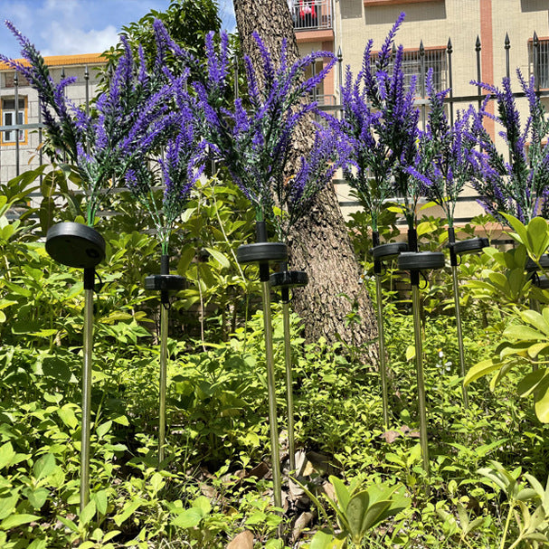 Moderna Luz Exterior LED de Lavanda Falsa Solar Impermeable de Acero Inoxidable PC y ABS para Jardín y Terraza | Brehn