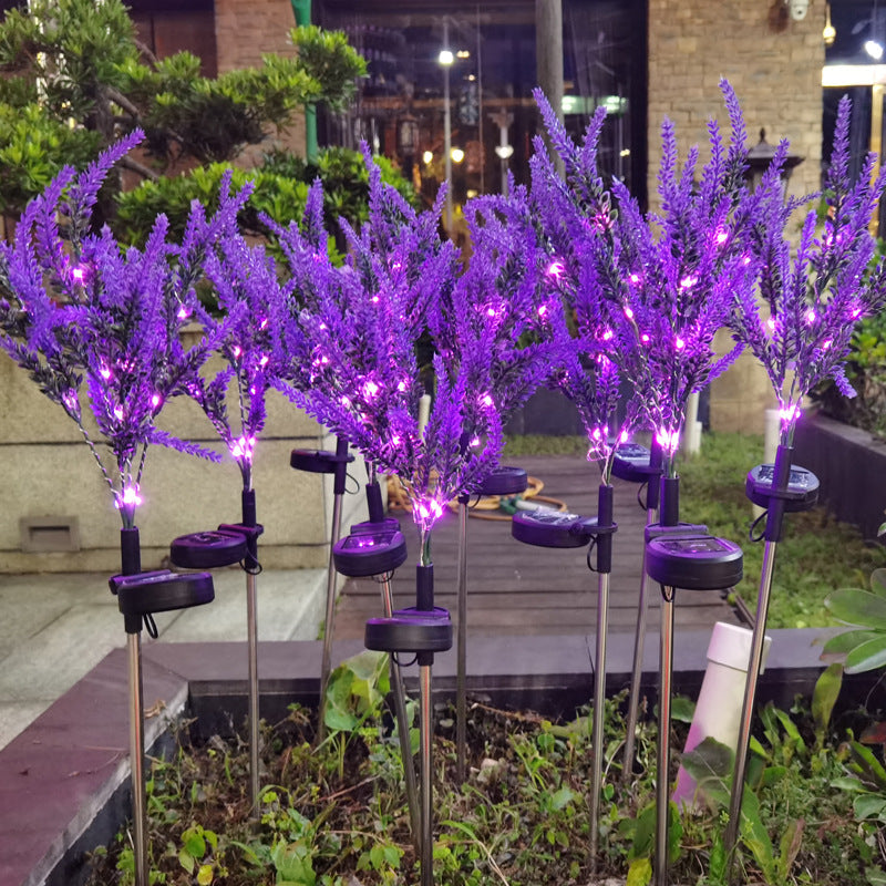 Moderna Luz Exterior LED de Lavanda Falsa Solar Impermeable de Acero Inoxidable PC y ABS para Jardín y Terraza | Brehn