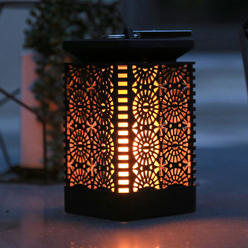 Lámpara rectangular retro contemporánea solar impermeable con llama ABS LED iluminación paisajística luz exterior para exteriores | Brehn