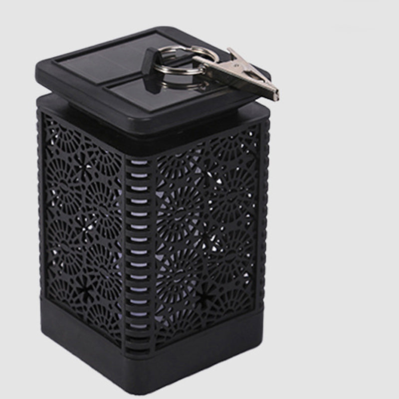 Lámpara rectangular retro contemporánea solar impermeable con llama ABS LED iluminación paisajística luz exterior para exteriores | Brehn