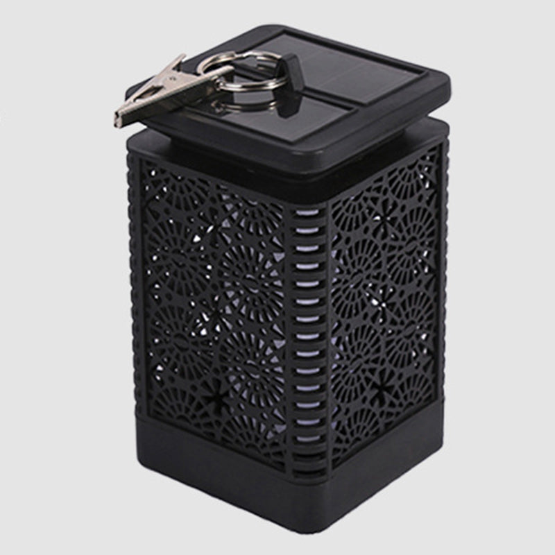Lámpara rectangular retro contemporánea solar impermeable con llama ABS LED iluminación paisajística luz exterior para exteriores | Brehn