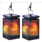 Lámpara rectangular retro contemporánea solar impermeable con llama ABS LED iluminación paisajística luz exterior para exteriores