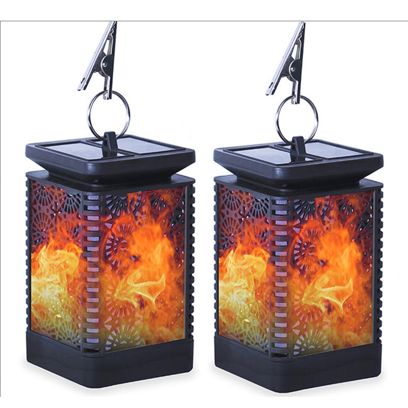 Lámpara rectangular retro contemporánea solar impermeable con llama ABS LED iluminación paisajística luz exterior para exteriores | Brehn